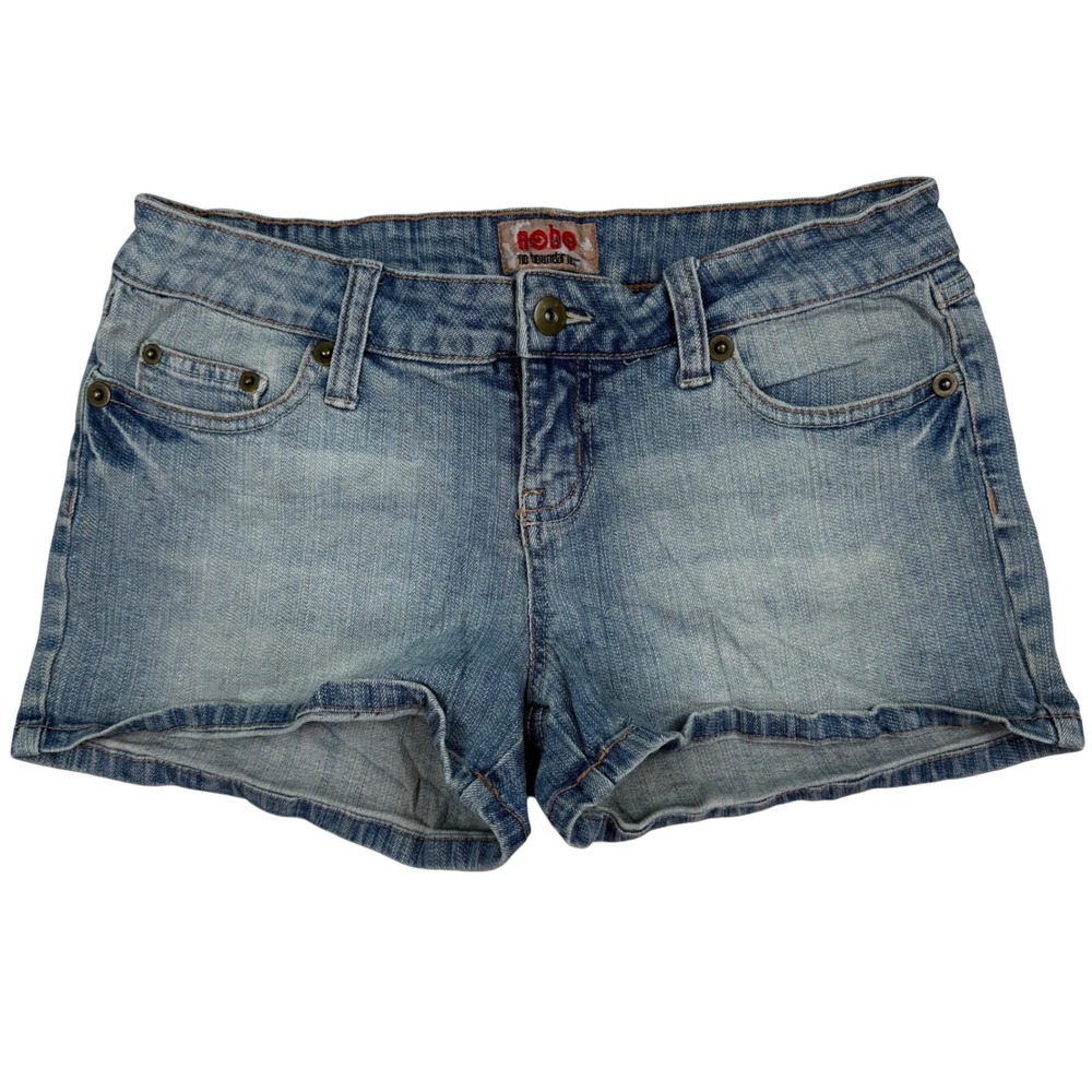 VTG Y2K No Boundaries Juniors Size 5 Denim Micro Shorts Low Rise Stretch Mini
